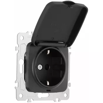 Розетка с заземлением и крышкой Arte Milano am-205 205.41-1.black