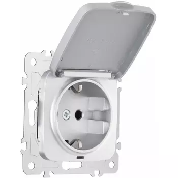 Розетка с заземлением и крышкой Arte Milano am-205 205.41-1.silver