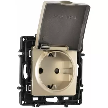 Розетка с заземлением и крышкой Arte Milano am-217 217.41-1.shampan