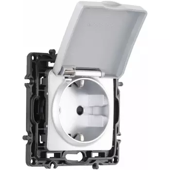 Розетка с заземлением и крышкой Arte Milano am-217 217.41-1.silver