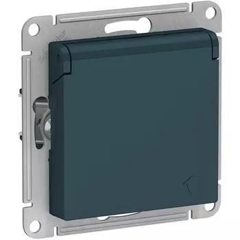 Розетка с заземлением и крышкой (изумрудный) Systeme Electric AtlasDesign ATN000846