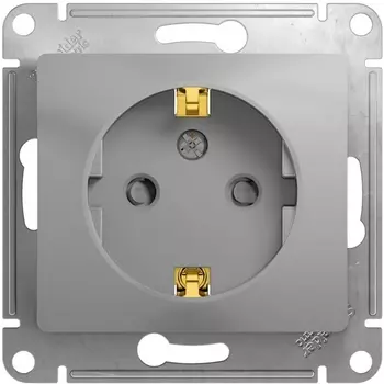 Розетка с заземлением и шторками (алюминий) Systeme Electric Glossa GSL000345