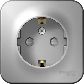 Розетка с заземлением и шторками (алюминий) Systeme Electric Blanca BLNRA011113