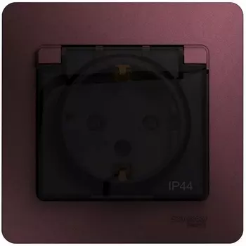 Розетка с заземлением и шторками (баклажановый) Systeme Electric Glossa GSL001148