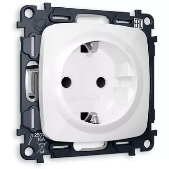 Розетка с заземлением и шторками (белый глянец) Ambrella Volt QUANT MO107010