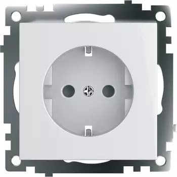 Розетка с заземлением и шторками (белый) Stekker Катрин 39304