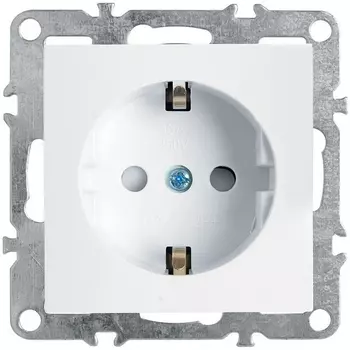 Розетка с заземлением и шторками (белый) Stekker Эрна 39317