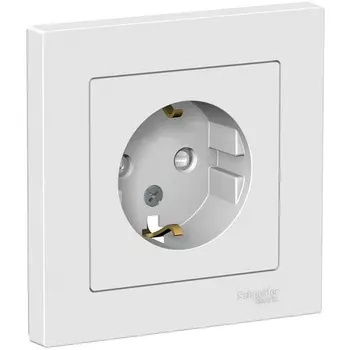 Розетка с заземлением и шторками (белый) Systeme Electric AtlasDesign ATN000144