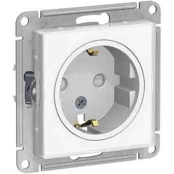 Розетка с заземлением и шторками (белый) Systeme Electric AtlasDesign ATN200145