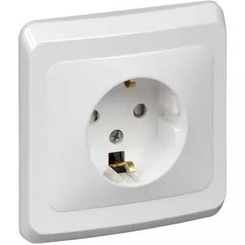 Розетка с заземлением и шторками (белый) Systeme Electric Этюд PC16-004B