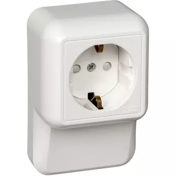 Розетка с заземлением и шторками (белый) Systeme Electric RA16-003-2M-B