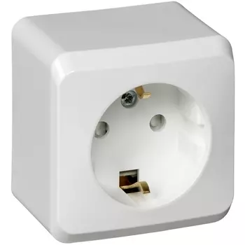 Розетка с заземлением и шторками (белый) Systeme Electric Этюд PA16-004B