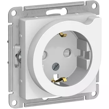 Розетка с заземлением и шторками (белый) Systeme Electric AtlasDesign ATN000147