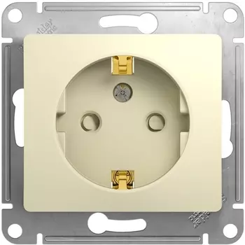 Розетка с заземлением и шторками (бежевый) Systeme Electric Glossa GSL000245