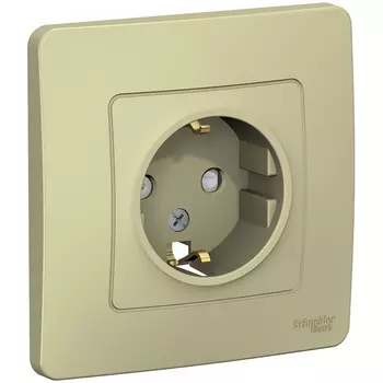 Розетка с заземлением и шторками (бежевый) Systeme Electric Blanca BLNRS001117