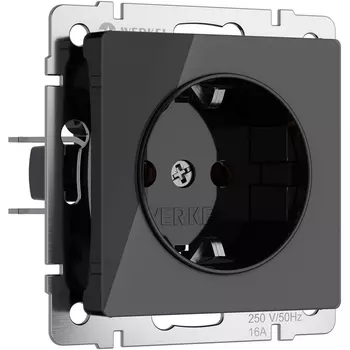 Розетка с заземлением и шторками (черный акрил) Werkel W1171148 (a064042)