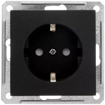 Розетка с заземлением и шторками (черный бархат) Systeme Electric W59 RS16-152-6-86