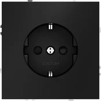 Розетка с заземлением и шторками (черный матовый) Voltum S70 VLS040208