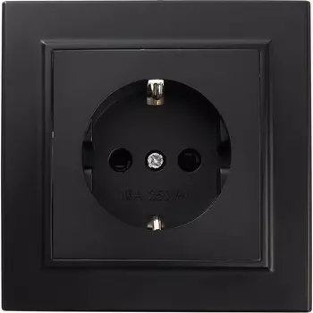 Розетка с заземлением и шторками (черный) Stekker Эрна 39479