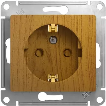 Розетка с заземлением и шторками (дуб) Systeme Electric Glossa GSL000545