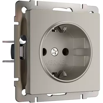 Розетка с заземлением и шторками (дымчатый) Werkel W1271104