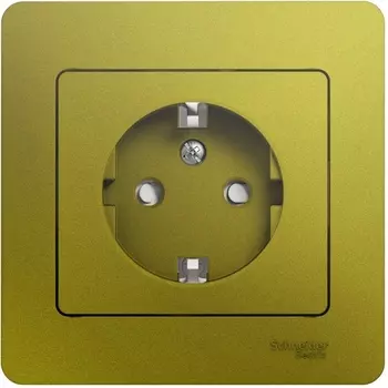 Розетка с заземлением и шторками (фисташковый) Systeme Electric Glossa GSL001044