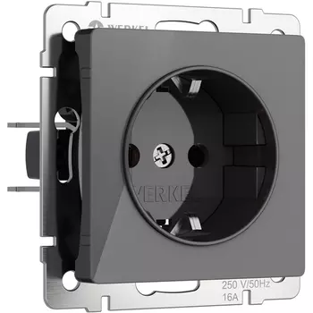Розетка с заземлением и шторками (графит акрил) Werkel W1171144 (a064091)