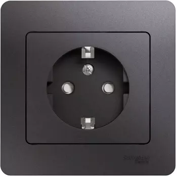 Розетка с заземлением и шторками (графит) Systeme Electric Glossa GSL001344