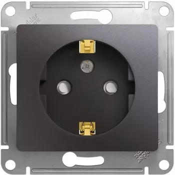 Розетка с заземлением и шторками (графит) Systeme Electric Glossa GSL001345
