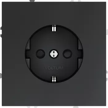 Розетка с заземлением и шторками (графит) Voltum S70 VLS040207