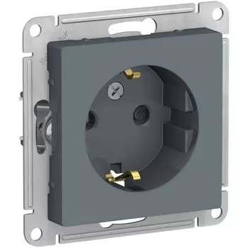Розетка с заземлением и шторками (грифель) Systeme Electric AtlasDesign ATN000745