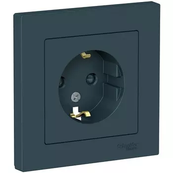 Розетка с заземлением и шторками (изумрудный) Systeme Electric AtlasDesign ATN000844