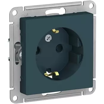 Розетка с заземлением и шторками (изумрудный) Systeme Electric AtlasDesign ATN000845