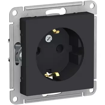 Розетка с заземлением и шторками (карбон) Systeme Electric AtlasDesign ATN001045
