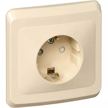 Розетка с заземлением и шторками (кремовый) Systeme Electric Этюд PC16-004K