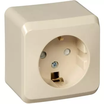 Розетка с заземлением и шторками (кремовый) Systeme Electric Этюд PA16-004K