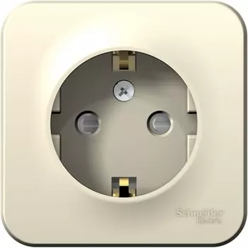 Розетка с заземлением и шторками (молочный) Systeme Electric Blanca BLNRA011112
