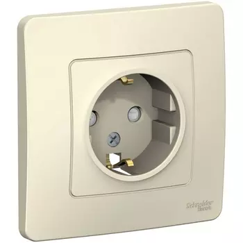 Розетка с заземлением и шторками (молочный) Systeme Electric Blanca BLNRS001112