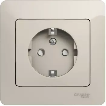 Розетка с заземлением и шторками (молочный) Systeme Electric Glossa GSL000944