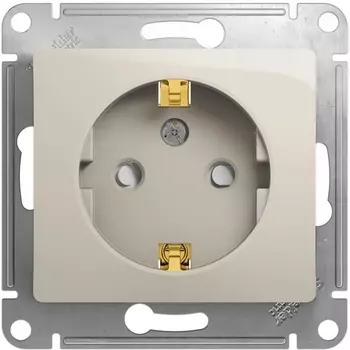 Розетка с заземлением и шторками (молочный) Systeme Electric Glossa GSL000945