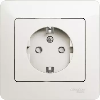 Розетка с заземлением и шторками (перламутровый) Systeme Electric Glossa GSL000644