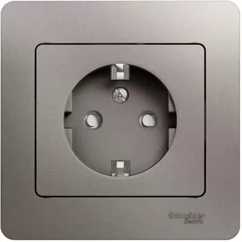 Розетка с заземлением и шторками (платина) Systeme Electric Glossa GSL001244