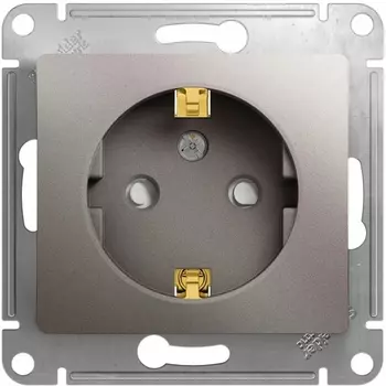 Розетка с заземлением и шторками (платина) Systeme Electric Glossa GSL001245