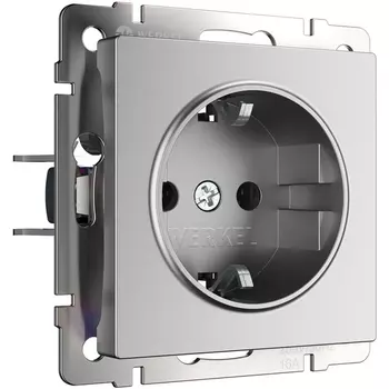 Розетка с заземлением и шторками (серебряный матовый) Werkel W1171165 (a063613)