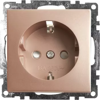 Розетка с заземлением и шторками (шампань) Stekker Катрин 39596