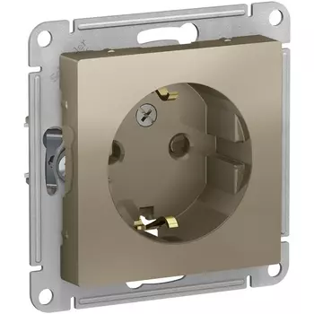 Розетка с заземлением и шторками (шампань) Systeme Electric AtlasDesign ATN000545