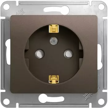 Розетка с заземлением и шторками (шоколад) Systeme Electric Glossa GSL000845
