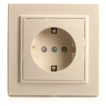 Розетка с заземлением и шторками (слоновая кость) Stekker Эрна 39236