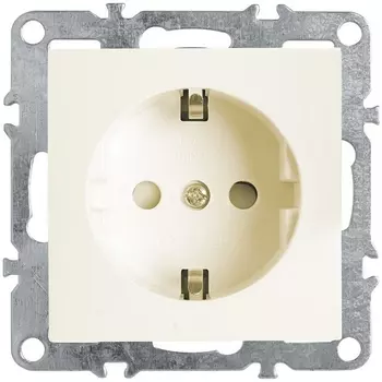 Розетка с заземлением и шторками (слоновая кость) Stekker Эрна 39328