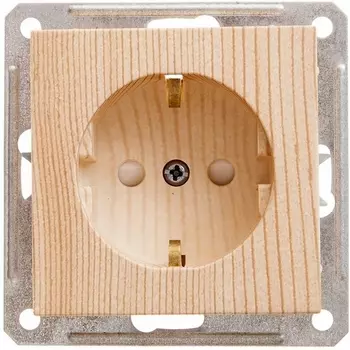 Розетка с заземлением и шторками (сосна) Systeme Electric W59 RS16-152-7-86